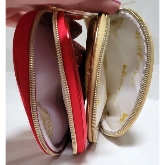 SeneGence Lot of 2 Red & Gold Glitter Cosmetic Makeup Bags with Gold Zippers - Picture 7 of 7
